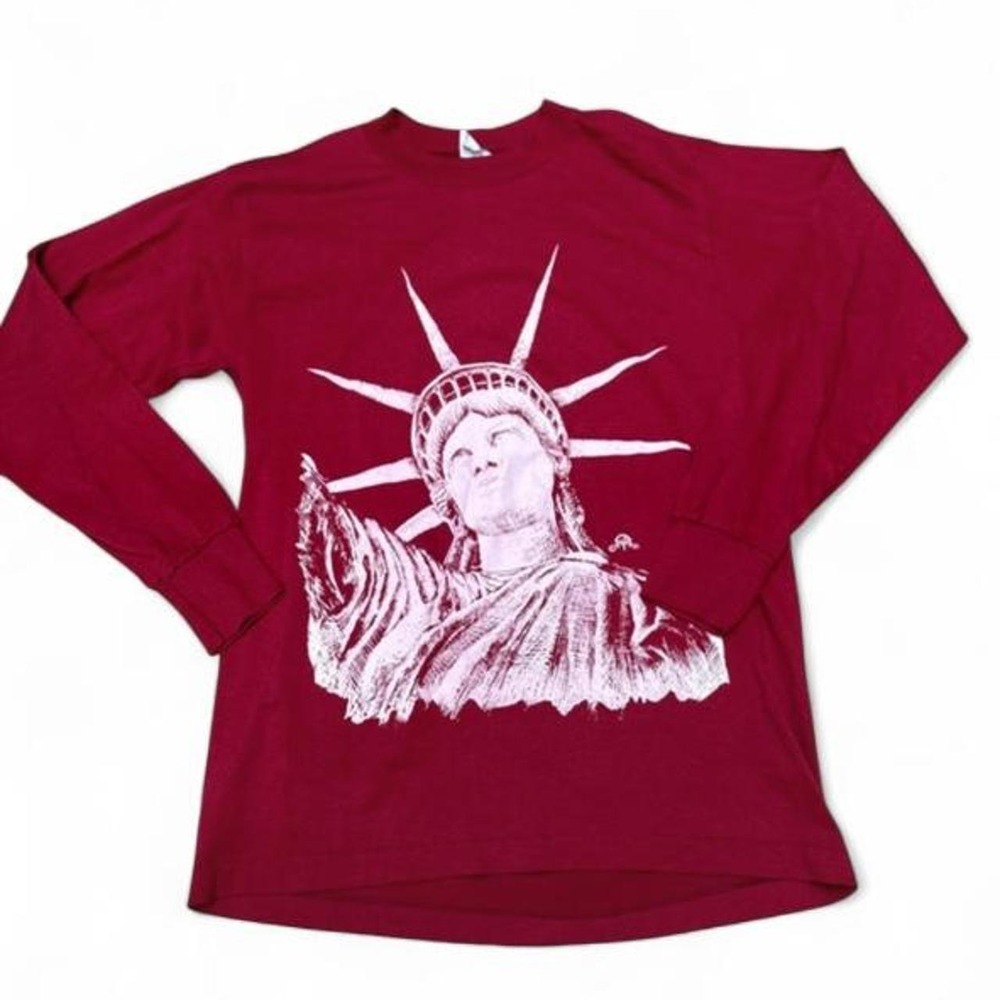 VTG 1986 Tee Jays Statue of Liberty Centennial Shirt Single Stitch Maroon L